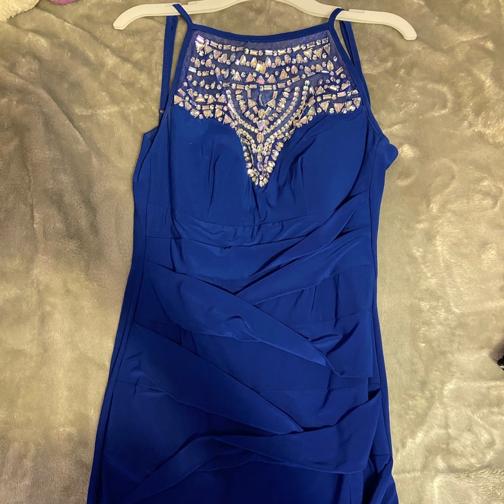 Royal blue tight sequence dress